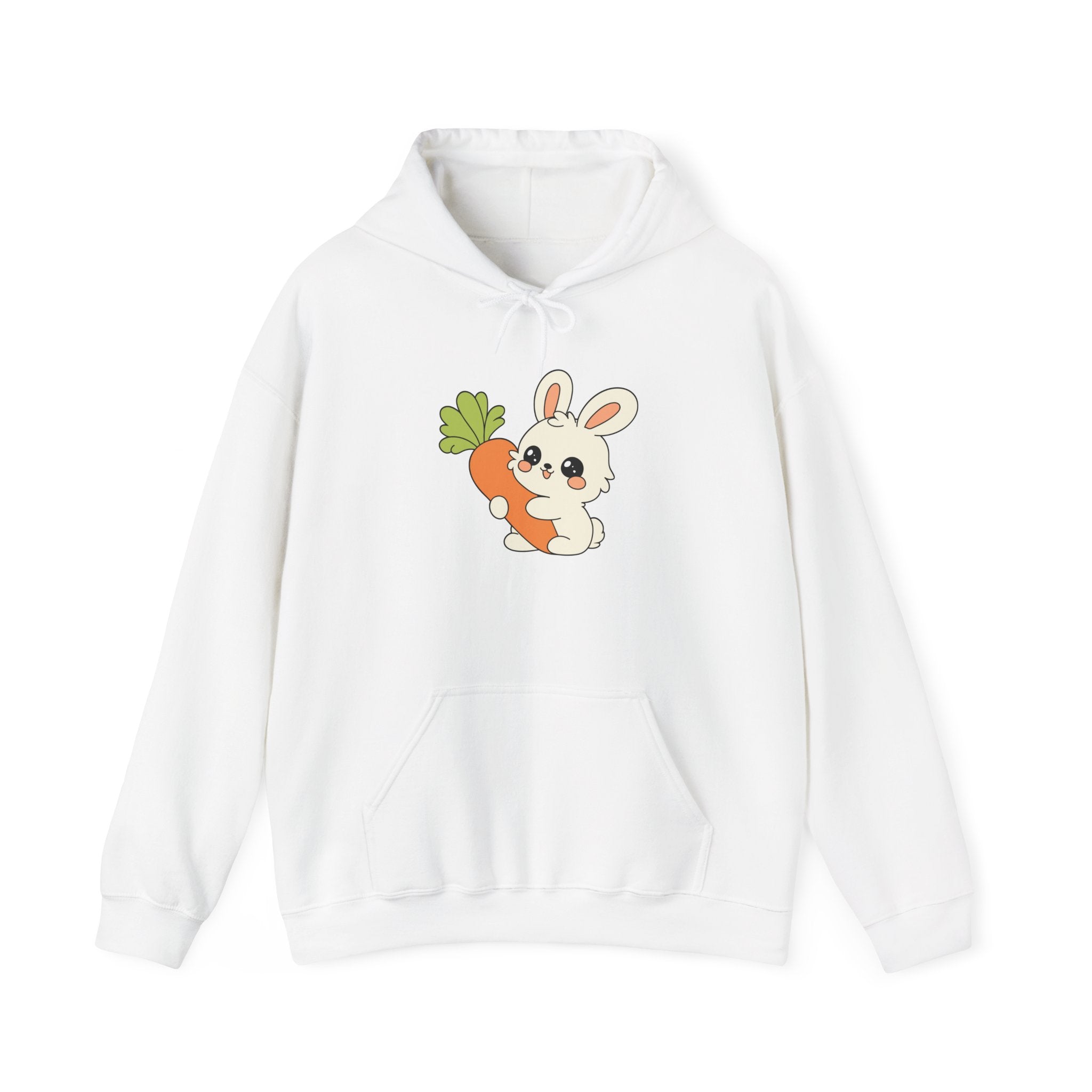 The Bunny Hoodie (Cute Bunny Holding Carrot Hoodie – Kawaii Rabbit Graphic Sweatshirt)