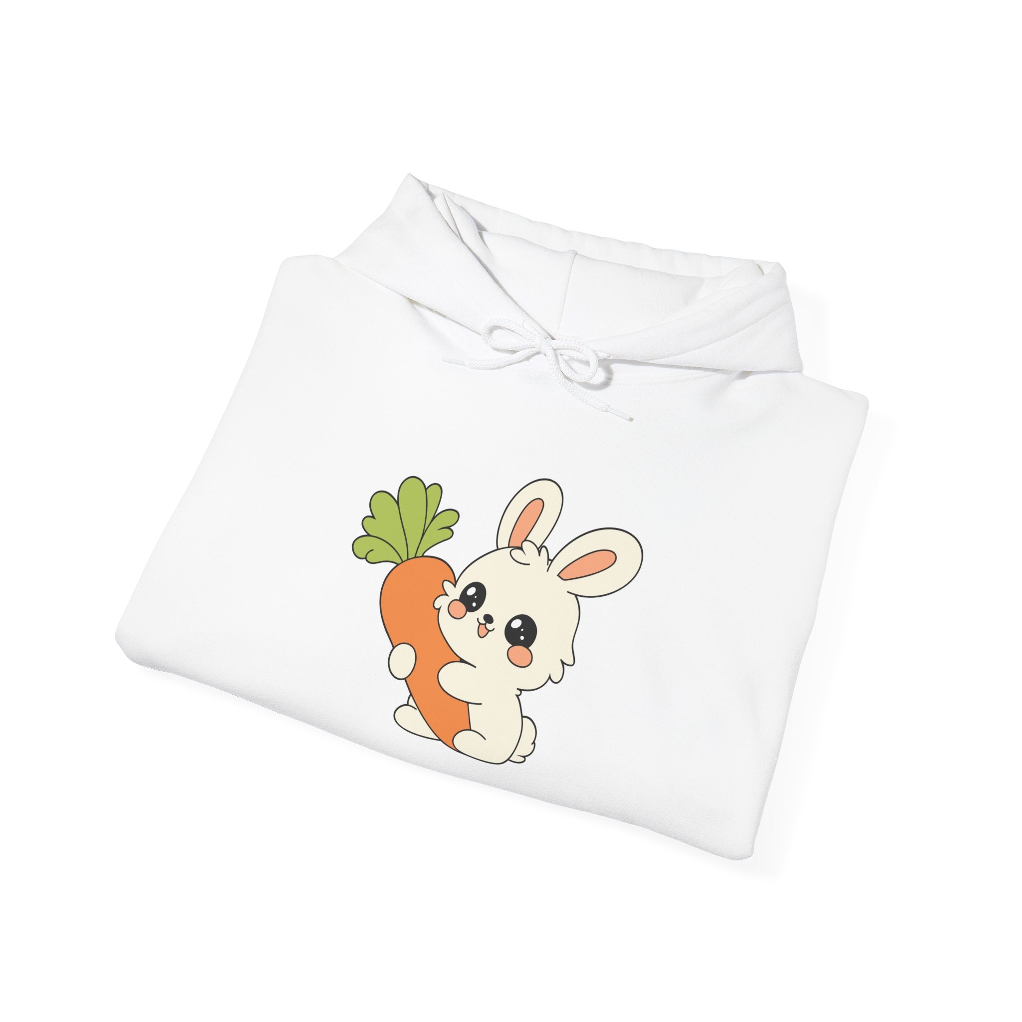 The Bunny Hoodie (Cute Bunny Holding Carrot Hoodie – Kawaii Rabbit Graphic Sweatshirt)